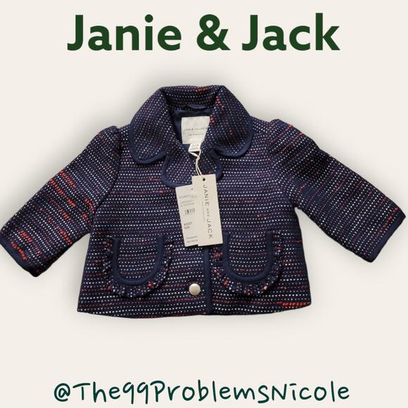 Janie and Jack Bouclé Ruffle Pocket Jacket - Picture 1 of 10